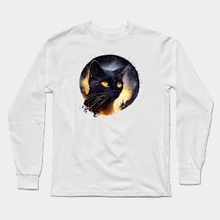 Watercolor cat art Long Sleeve T-Shirt